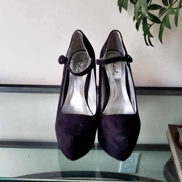 Black suede platform stilettos size 7 - Picture 3 of 4